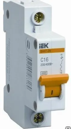 Фото №0 Автомат 1P, 16А, тип С, 4.5кА, ИЭК, ВА 47-29