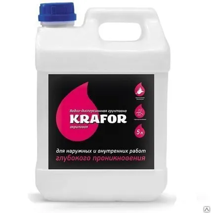 Фото №0 Грунтовка проникающая для внутренних работ KRAFOR, 10л