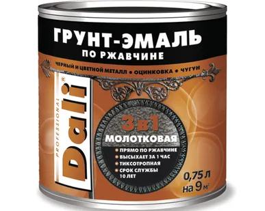 фото Грунт-эмаль по ржавчине  молотковая, серый 0,75л Dali