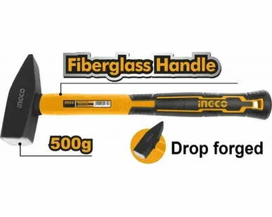 фото Молоток слесарный, 500гр, кованый, фибергласовой ручкой /INGCO