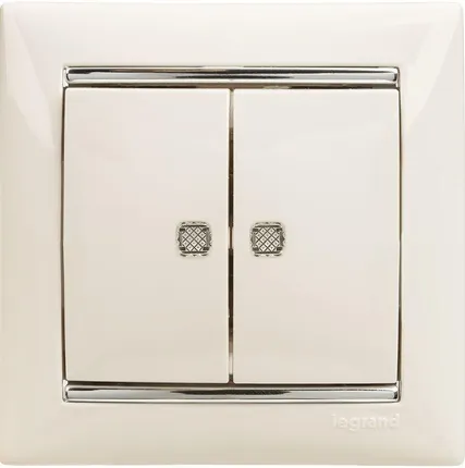 Фото №9 Выключатель 2-кл. СП Valena 10А IP31 250В с зел. подсветкой механизм бел. Leg 774428