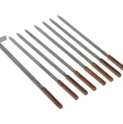 Фото №0 Комплект шампуров с кочергой удлиненный 7 шт. (для мангалов шириной до 40 см) (Mecanico) РАСПРОДАЖА