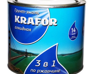 фото Грунт-эмаль по ржавчине KRAFOR 1,9 кг, белая
