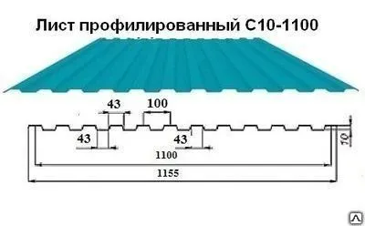 Фото №0 Профнастил С-10 0,45мм ширина 1154/1100мм полимер