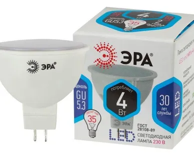 фото Лампа светодиодная MR16 4W/842 GU5.3 320лм ЭРА Б0003301/Б0017747