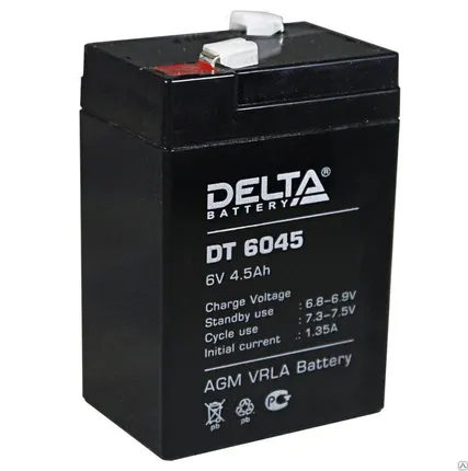 Фото №0 Аккумулятор аккумуляторная батарея АКБ Delta DT 6045 6 вольт 4,5 ач