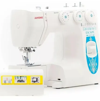 Фото №0 Швейная машина Janome Escape V-30, белый/голубой