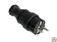 фото Вилка прямая с заземлением евро Каучуковая F-201 К