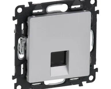 фото Механизм розетки комп. 1-м Valena Life RJ45 CAT.5E UTP с лицевой панелью алюм. Leg 753640