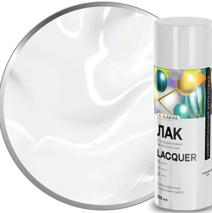 Фото №0 Лак ЛАКРА Лак аэрозольный акриловый ЛАКРА глянцевый 520 мл