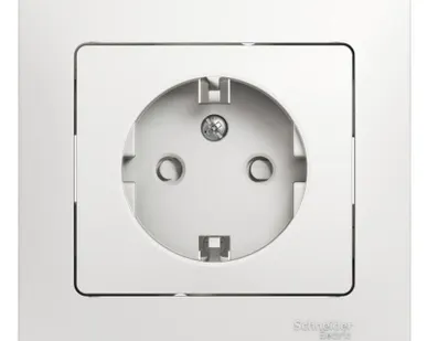 фото Розетка 1-м СП Glossa 16А IP20 с заземл. защ. шторки в сборе бел. SE GSL000144
