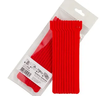 фото Хомуты-липучки 150x12мм (упак: 10 шт / 1 цвет / красный)