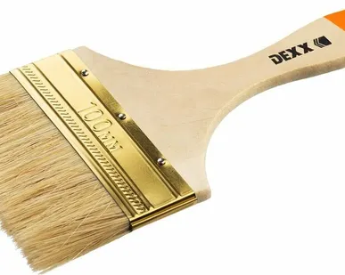 фото Кисть флейц DEXX 100 мм, 4″, натуральная щетина, деревянная ручка, флейцевая, все виды ЛКМ