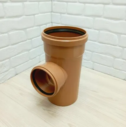 Фото №0 Тройник 160 канализационный наружный, 160мм х110мм х 90 градусов, рыжий, полипропилен