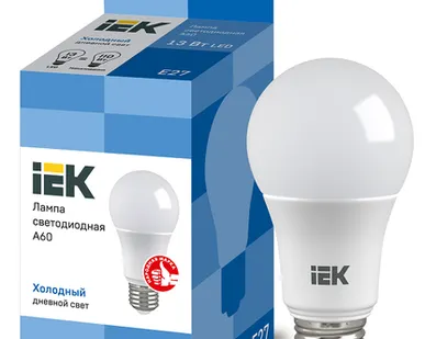 фото IEK Лампа светодиод. 13/6500/Е27/A60 шар IEK