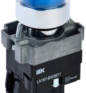 фото Кнопка LA167-BW3671 d=22мм RC 1з с подсвет. синяя IEK...