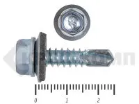 Фото №0 Саморез кровельный цинк, с шайбой EPDM, 6,3х 25 К КРЕП-КОМП Средняя фасовка (150шт)