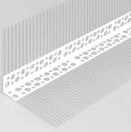Фото №0 Уголок пластиковый 23*23 со стеклотканевой щел.сеткой ПЕРФОРИРОВАННЫЙ 10см*15см*2,5м/25