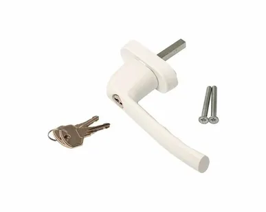 фото Ручка оконная Internika Kronos с ключом, штифт 37 мм, с винтами, белый RAL9016