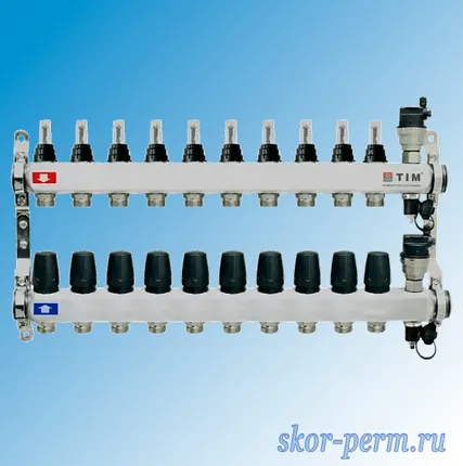 Фото №0 Коллекторная группа TIM KCS5010, D=1&quot;, 10 выходов 3/4&quot;, нержавейка