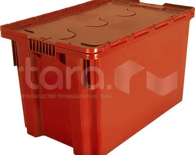 фото Пластиковый ящик с крышкой 600x400x415 мм конусный сплошной арт.605-1