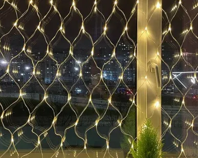 фото Гирлянда светодиодная "Сеть" 1.2мх1.5м 144LED 24В IP44 тепл. свет( без трансформатора  Б0041911) ЭРА Б0041909