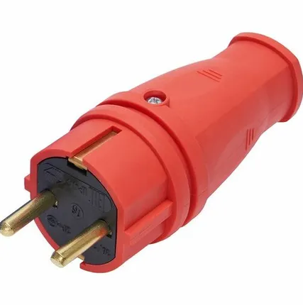 Фото №0 Вилка каучук 1-ф., 16А прямая IP44 красная RPG16-21-4...