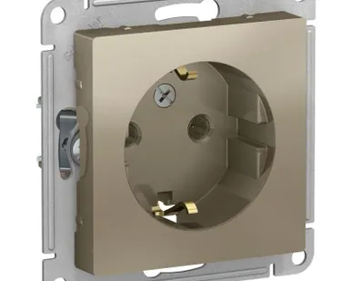 фото Розетка 1-м СП AtlasDesign 16А IP20 с заземл. механизм шампань SE ATN000543