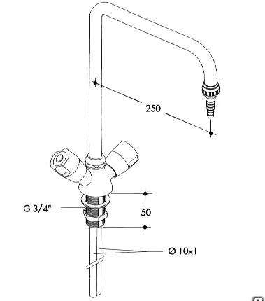 Фото №0 Смеситель для воды со штуцером Mod. -11081 (с рассекателем.)