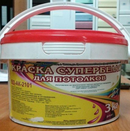 Фото №0 Краска СуперБелая для потолка (2101) 3 кг