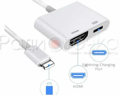 фото Переходник штекер Apple iPhone 5c 8pin - гнездо Apple iPhone 5c 8pin+HDMI