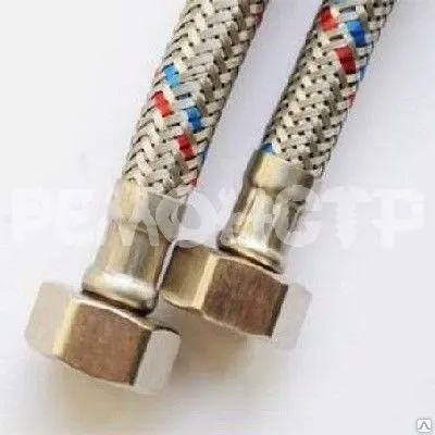 Фото №0 Подводка д/воды 50см в/в 1/2 сталь оплетка AQualine