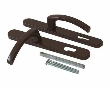 фото Гарнитур нажимной FKS подпружиненный, со сплошной накладкой (30мм), с закрытыми винтами , Коричневый RAL8019