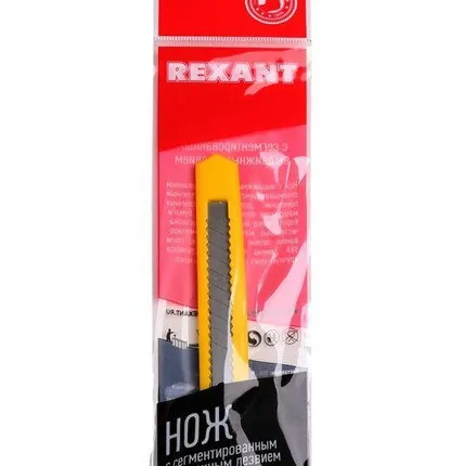 Фото №2 Нож с сегмент. лезвием 9мм пласт. корпус с клипсой REXANT 12-4905