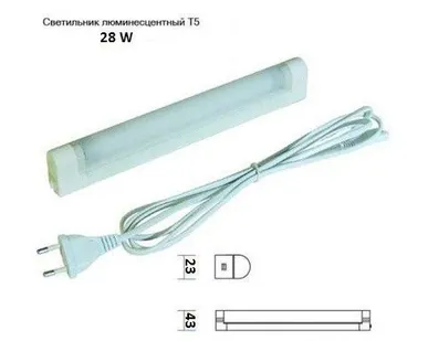 фото Светильник люминисц. 28W Т5/G5 с выкл., с сетевым проводом