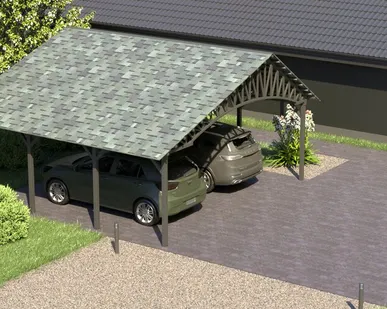 фото Двускатный навес №20 из гибкой черепицы 6,5х6,25 м
