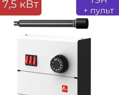 фото ТЭН с пультом 7,5 кВт для твердотопливного котла ТЭНБ-7,5-G1½"- Ч (3х220В) с колпаком + ПУЭ 10/03