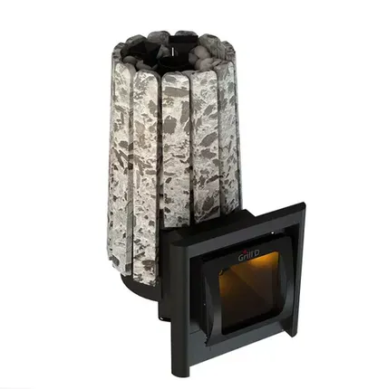 Фото №0 Дровяная банная печь Grill'D Cometa Vega 180 Long Window Max Stone (Серпентинит)