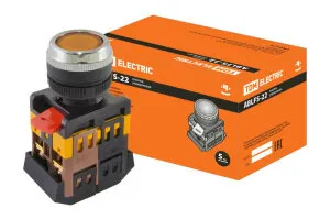 фото Кнопка ABLFS-22 желтый d22мм неон/230В 1з+1р TDM