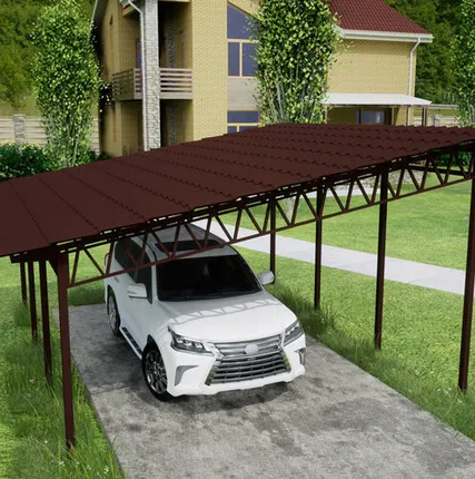 Фото №0 Односкатный навес №31 из металлочерепицы 5,9х6,3 м