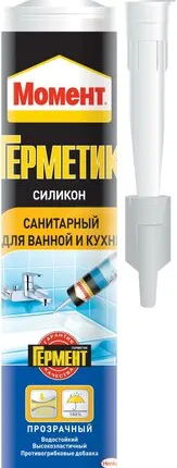 Фото №0 Герметик Момент санитарный для ванной и кухни 280 мл. прозрачный 1 шт.