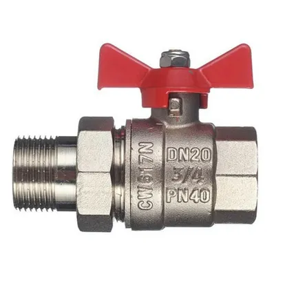 Фото №0 Кран шаровой 3/4 дюйма, бабочка, американка, внутренняя/наружная резьба Valtec VT.227.N.05