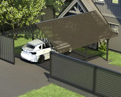 фото Двускатный навес №20 из поликарбоната 6,5х6,3 м