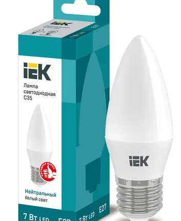 Фото №0 IEK Лампа светодиод. 7/4000/Е27/CB35 свеча на ветру IEK
