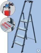 фото Стремянка алюминиевая 8 ступеней (раб.высота = 3,70м) с полкой Securo