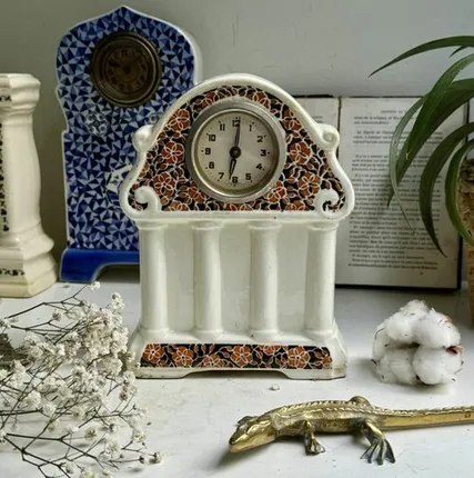 Фото №0 Часы настольные Ардеко 19 см фарфор реставрация основания