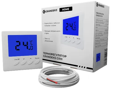 фото Терморегулятор электронный непрограм.G11Н с датчиком пола,ЖК-экран, пределы регулирования температур GRANDEKS
