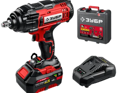 фото Аккумуляторный ударный гайковерт ЗУБР ГУЛ-410-41, 4 А·ч