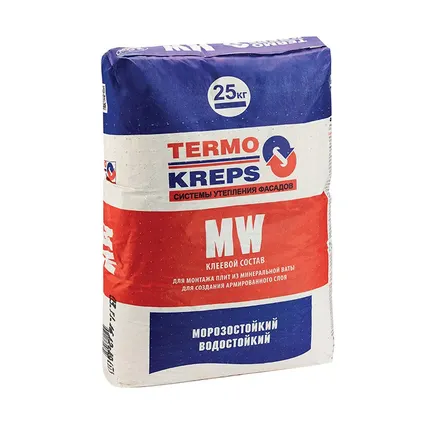 Фото №0 Штукатурно-клеевая смесь КРЕПС MW TERMOKREPS (цементная основа), 25 кг