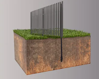 фото ЗАБОР ИЗ ЕВРОШТАКЕТНИКА ОЛИМП NOVALUX НА ВИНТОВЫХ СВАЯХ "ШУРУПЫ" Ø 76 мм